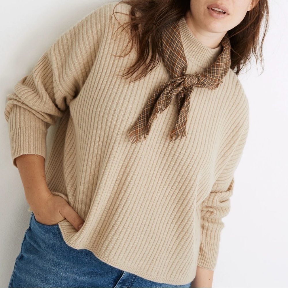 Madewell Recycled Cashmere Blend Mockneck Ribbed Sweater Size XXS